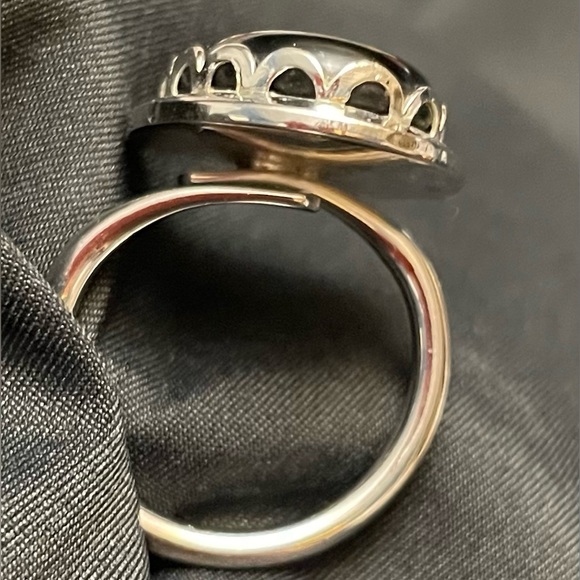 Vintage Victorian Style Silver Tone Hinged Cuff Bracelet w/Matching Emmons Ring - Picture 11 of 15